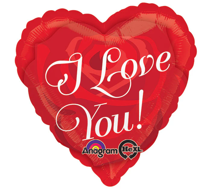 18" Love You Rose Heart Mylar Balloon