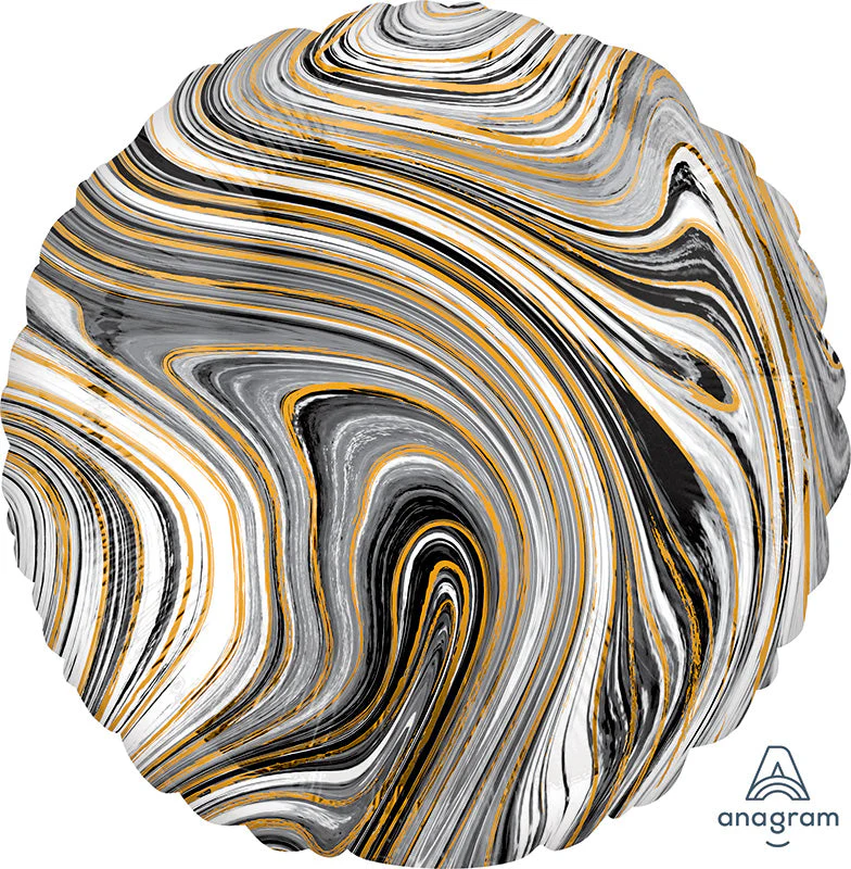 18" Marblez Black Circle Foil Balloon