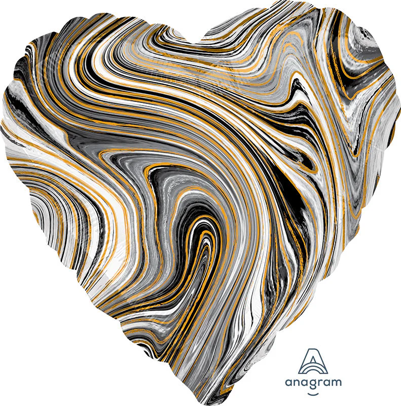 18" Marblez Black Heart Foil Balloon