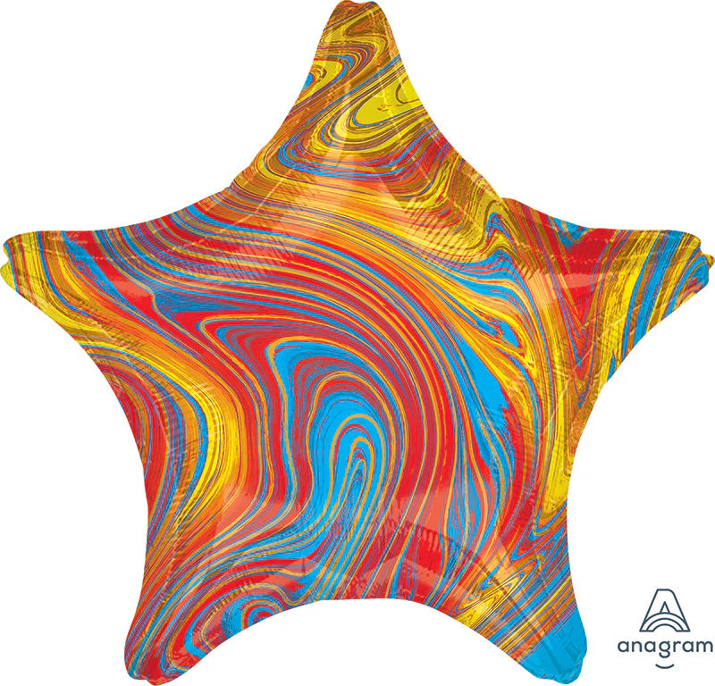 18" Marblez Colorful Star Foil Balloon