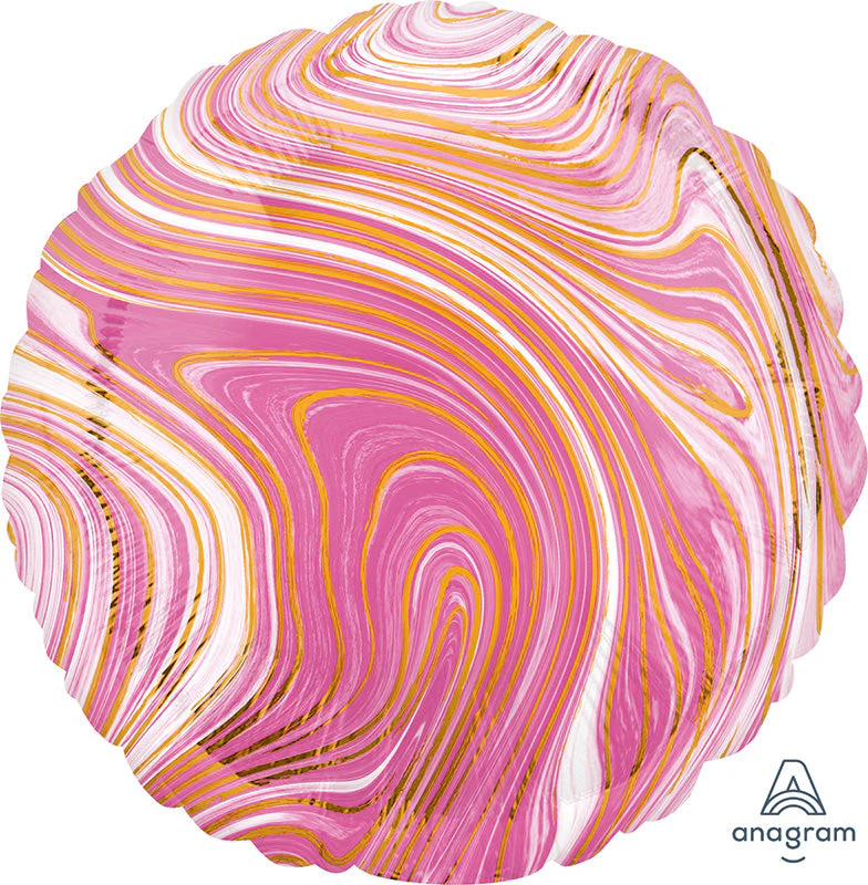 18" Marblez Pink Circle Foil Balloon