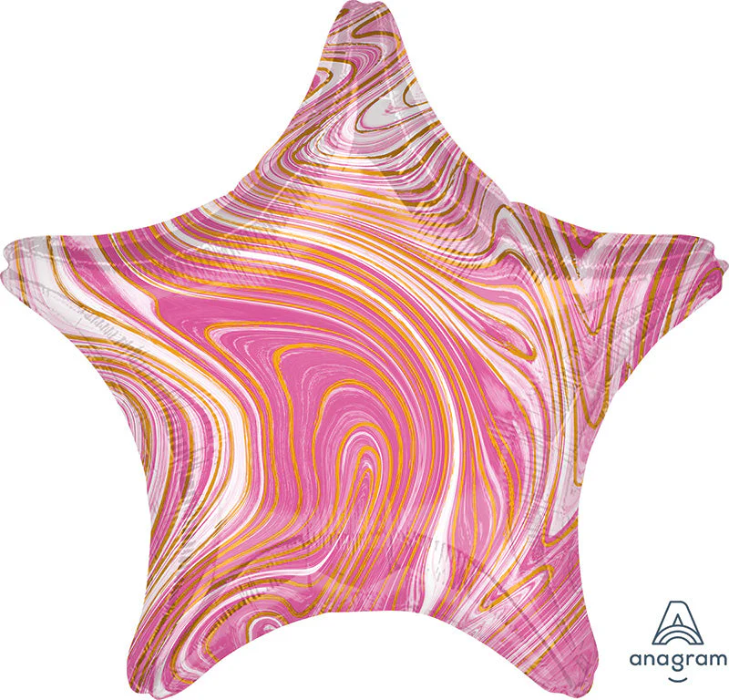 18" Marblez Pink Star Foil Balloon