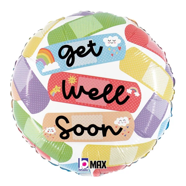 18" MAX Float Cheerful Get Well Bandaids Foil Balloon