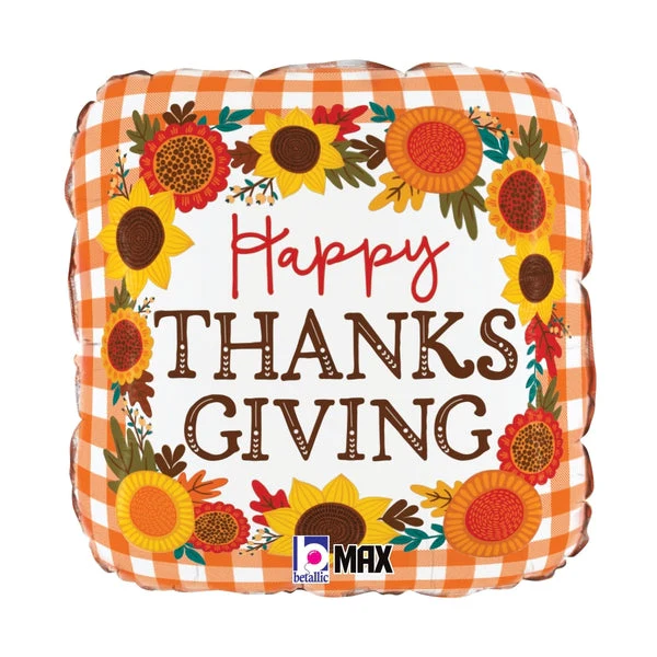 18" MAX Float Thanksgiving Buffalo Plaid Foil Balloons