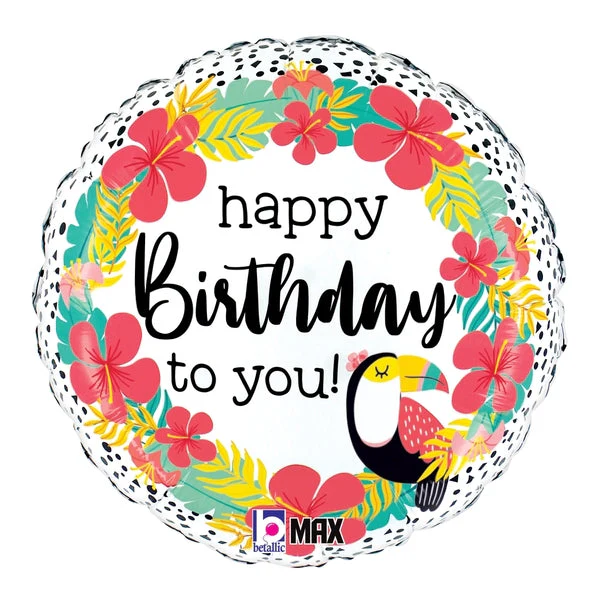 18" MAX Float Tropical Toucan Birthday Foil Balloon