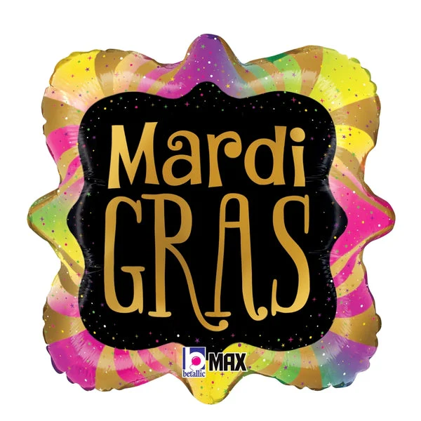 18" Max Ornate Square Mardi Gras Good Times Foil Balloon