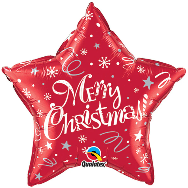 18" Merry Christmas Red Star Foil Balloon