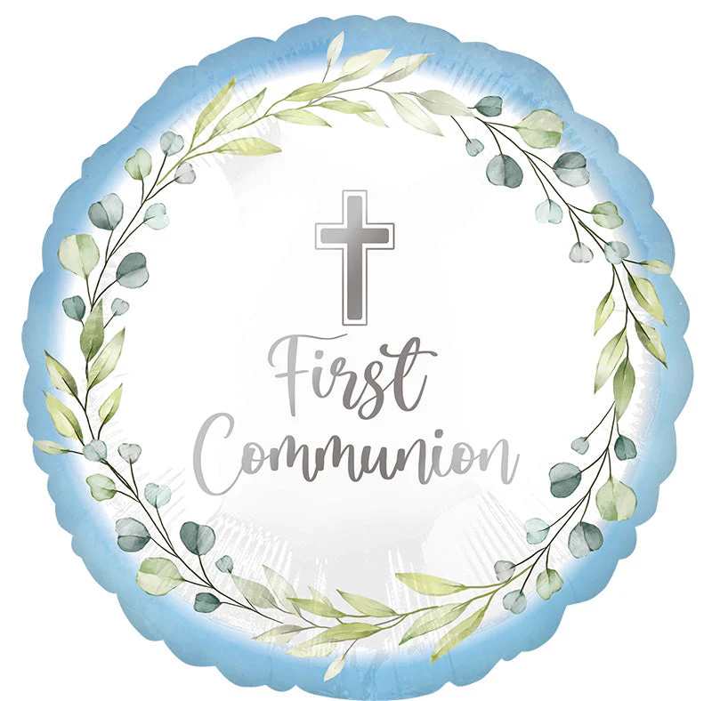 18" My First Communion Blue Foil Balloon