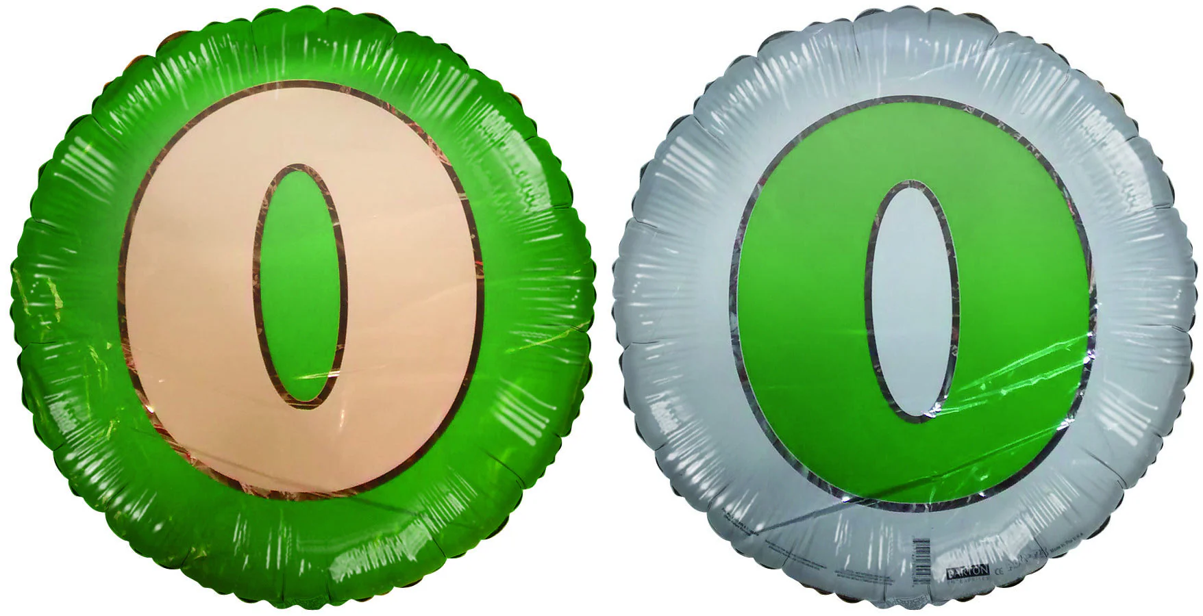 18" Number 0 White and Lime Green Balloon