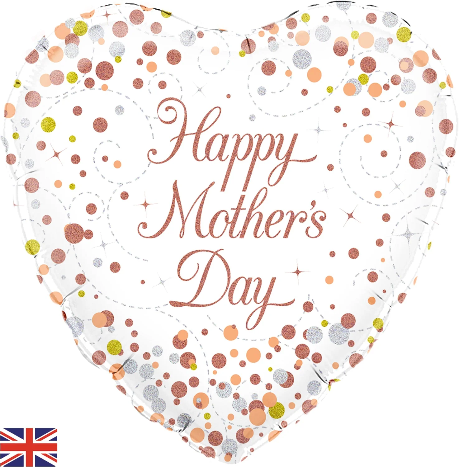 18" Oaktree Sparkling Fizz Happy Mothers Day Rose Gold Holographic Foil Balloon