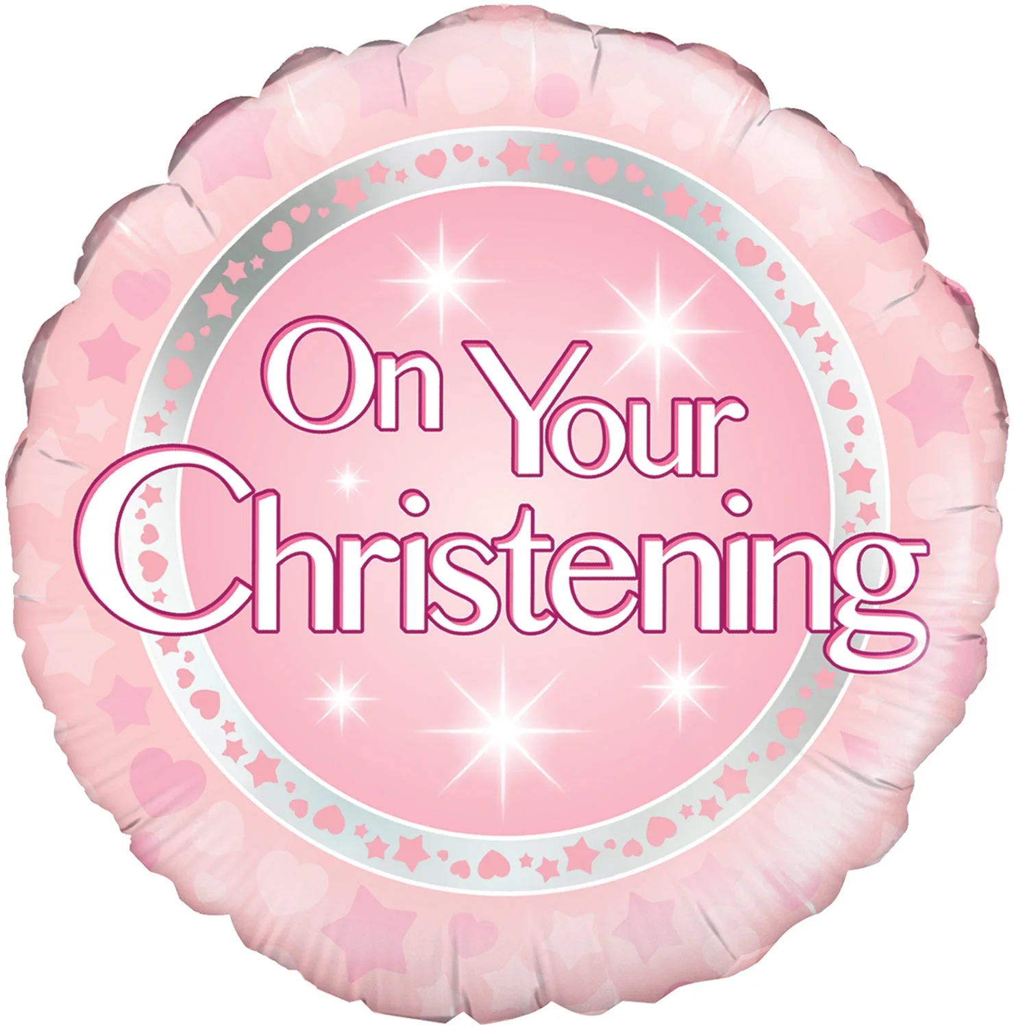 18" On your Christening Girl Holographic Oaktree Foil Balloon