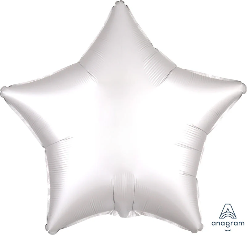 18" Packaged Satin Luxe White Satin Star Foil Balloon