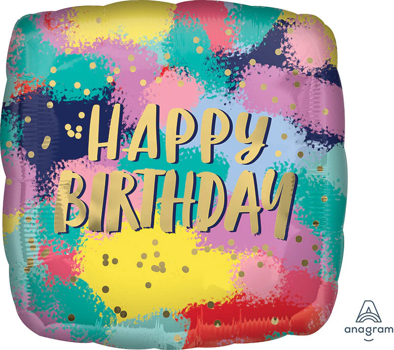 18" Painted Birthday Colors Foil Balloon