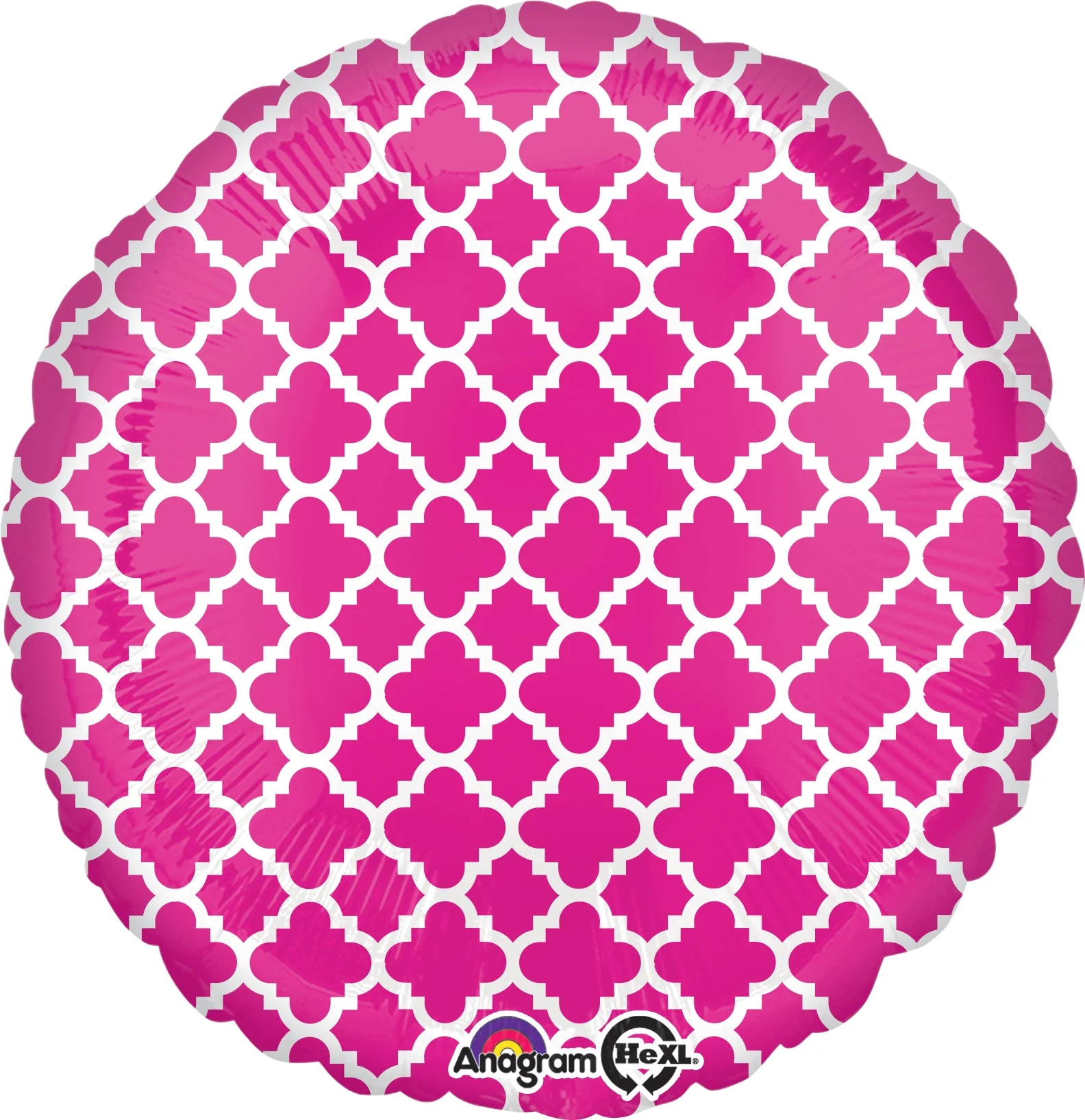 18" Pink and White quatrefoil Balloon