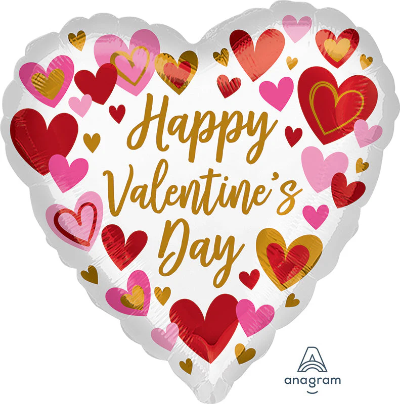 18" Playful Valentine's Day Hearts Foil Balloon