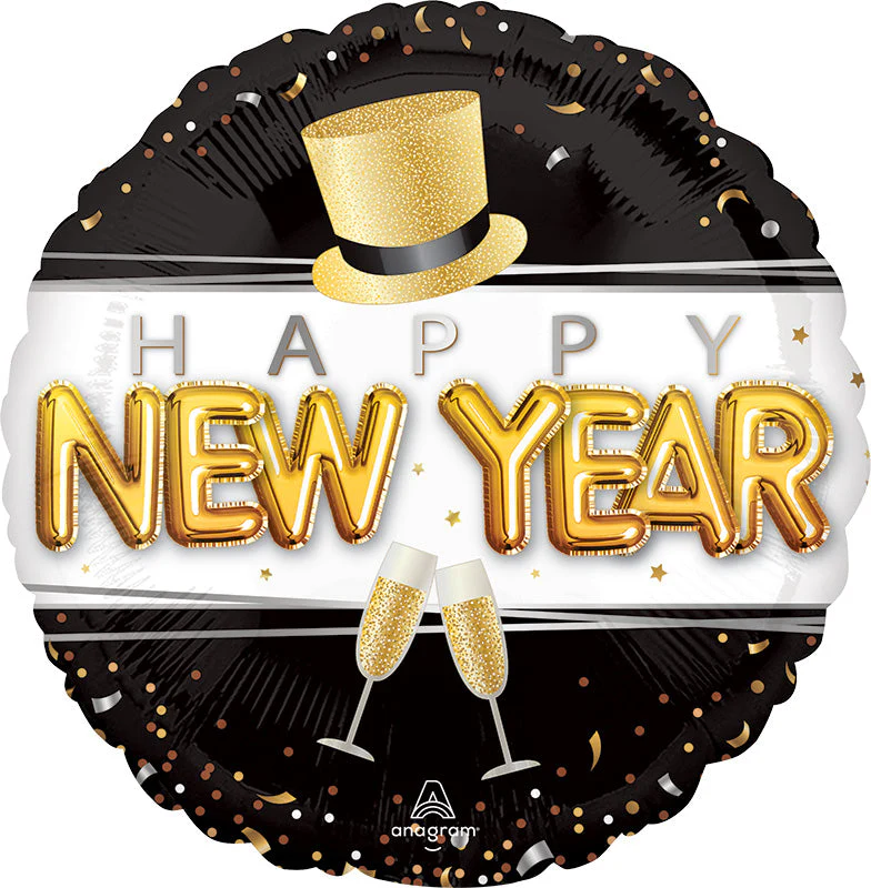 18" Pop Clink Cheers Happy New Years Foil Balloon