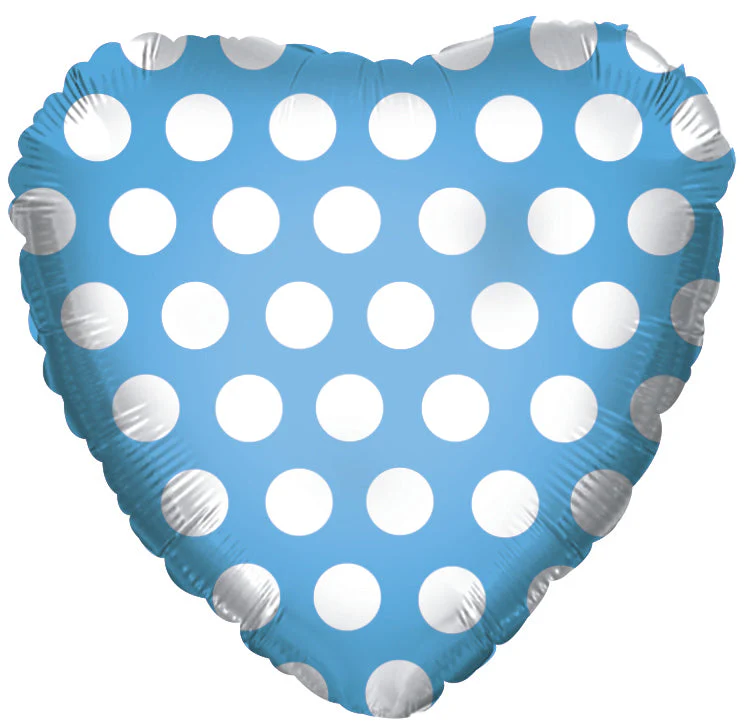 18" Powder Blue With White Polka Dots Balloon
