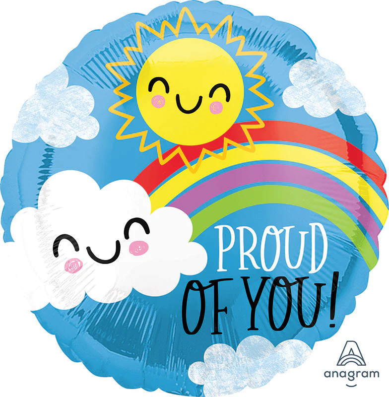 18" Proud of You Happy Sun and Cloud Foil Balloon