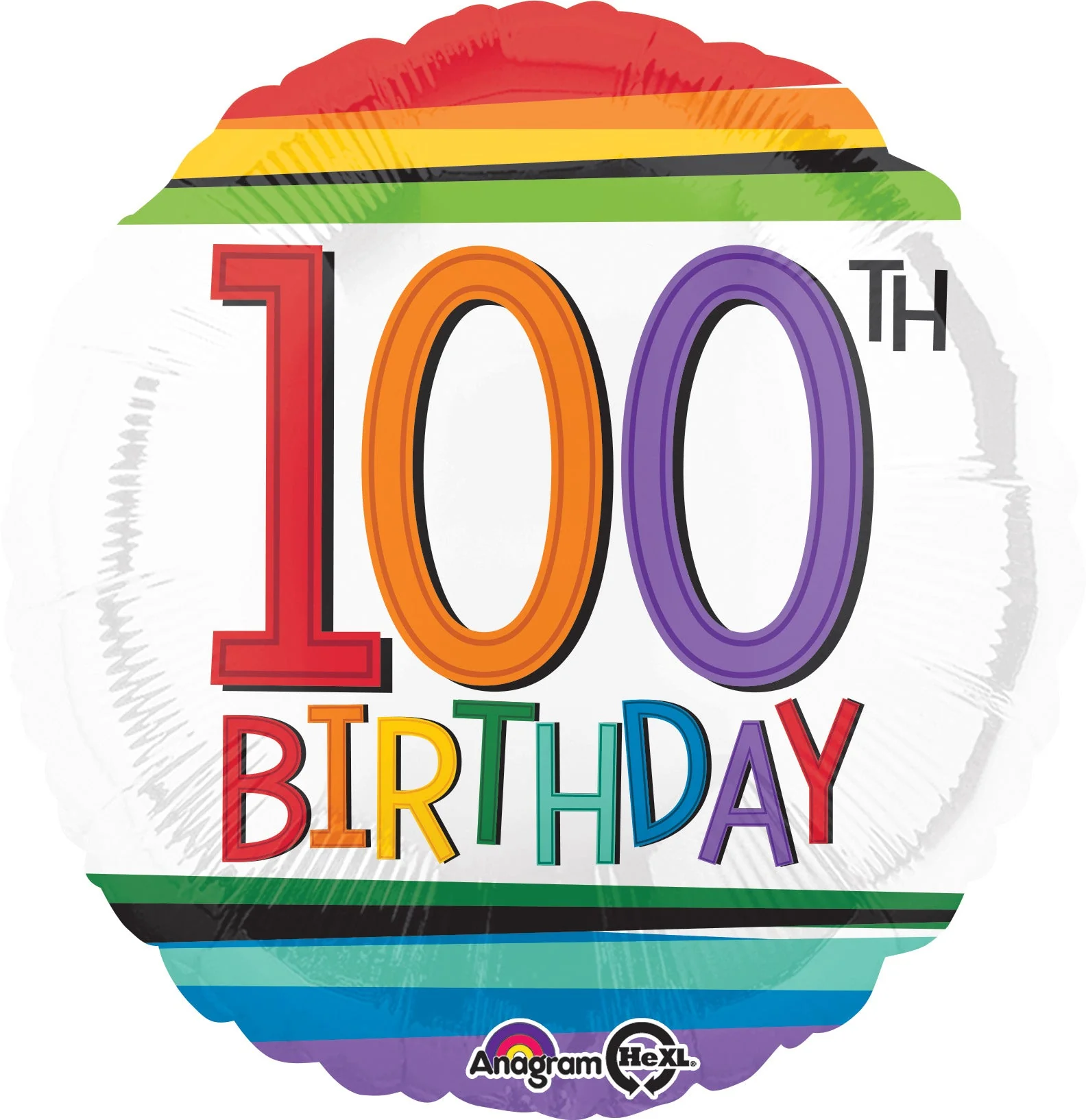 18" Rainbow Birthday 100th Balloon