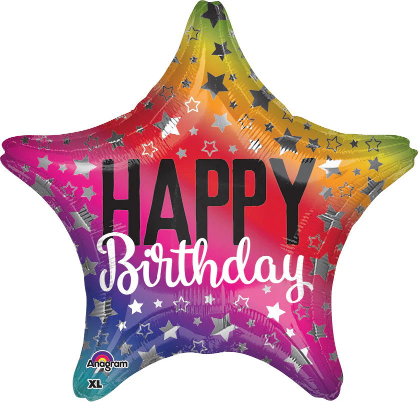 18" Rainbow Star Birthday Balloon