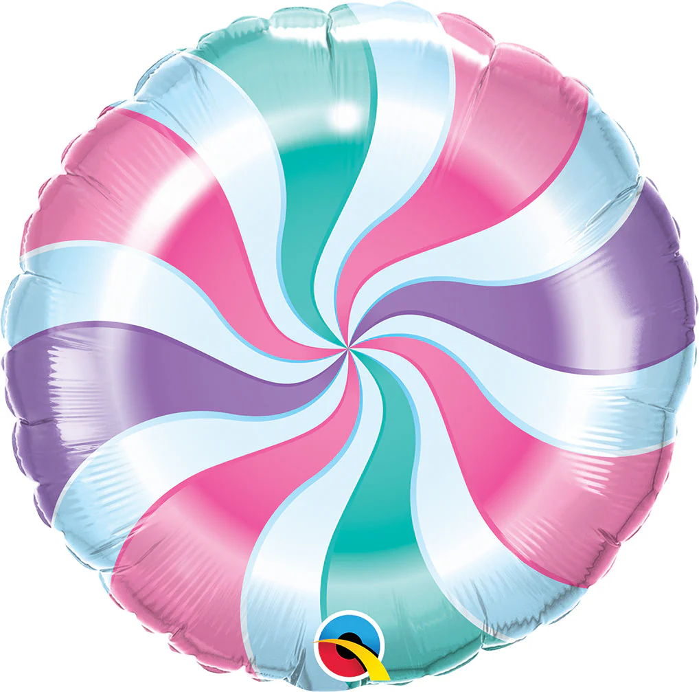 18" Round Candy Pastel Swirl Foil Balloon