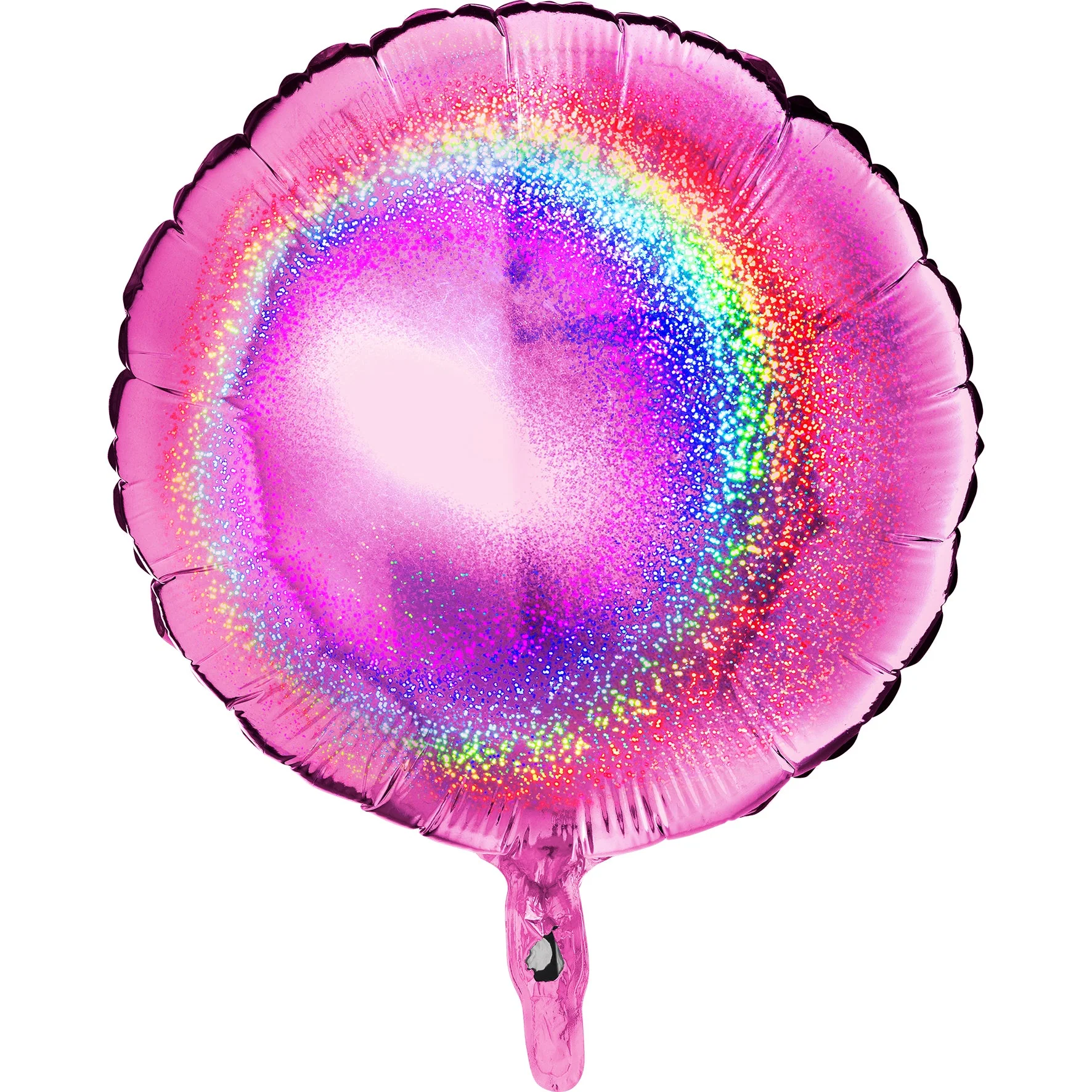 18" Round Glitter Holographic Fuchsia Foil Balloon