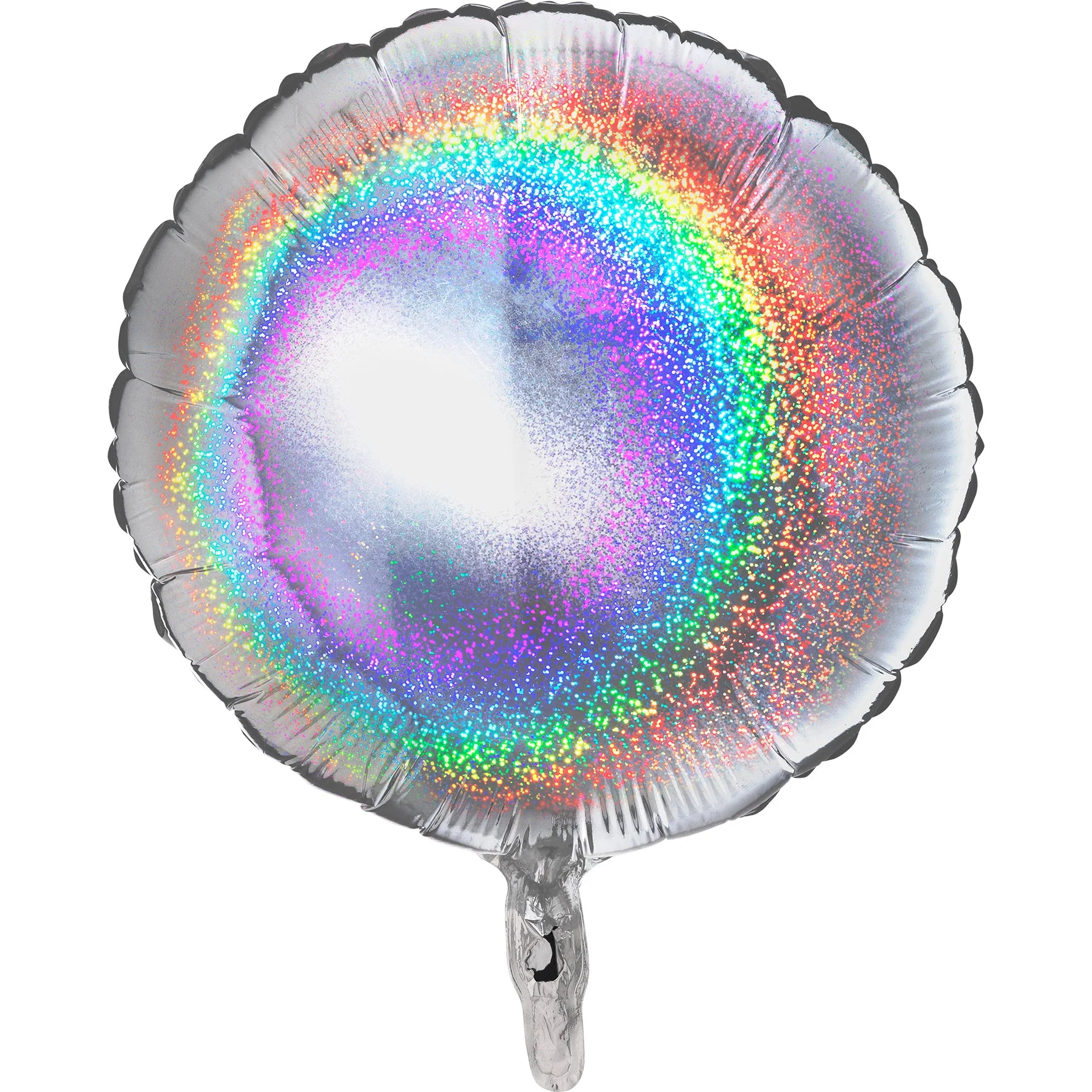 18" Round Glitter Holographic Silver Foil Balloon