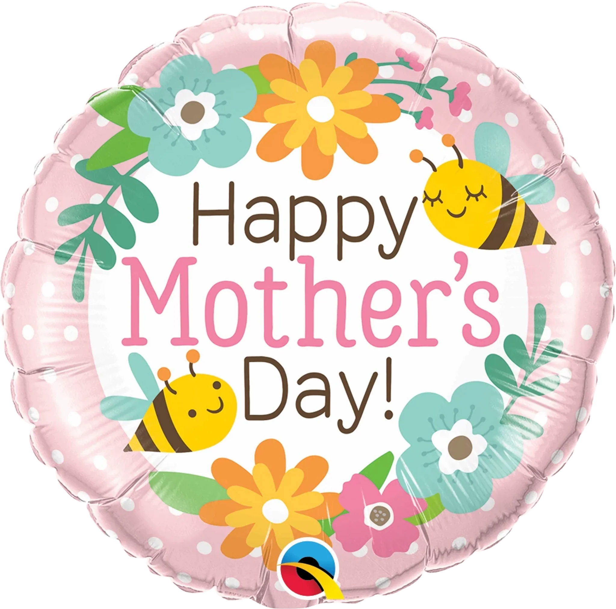 18" Round Mother's Day Bees & Flowers Foil Balloon