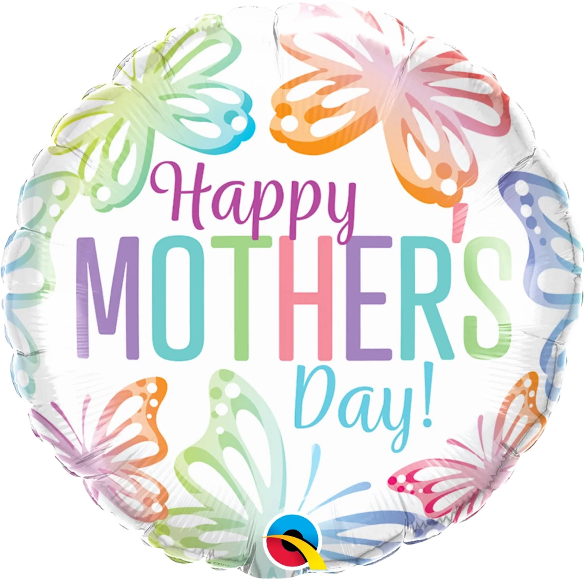 18" Round Mother's Day Pastel Butterflies Foil Balloon