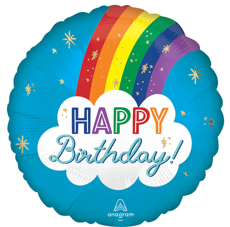 18" Satin Happy Birthday Rainbow Foil Balloon