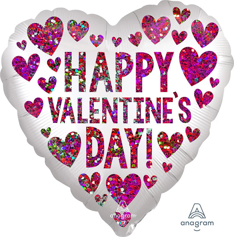 18" Satin Happy Valentine's Day Sequins Foil Balloon