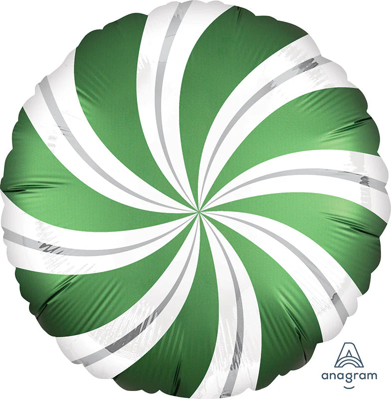 18" Satin Infused Emerald Candy Swirls Foil Balloon