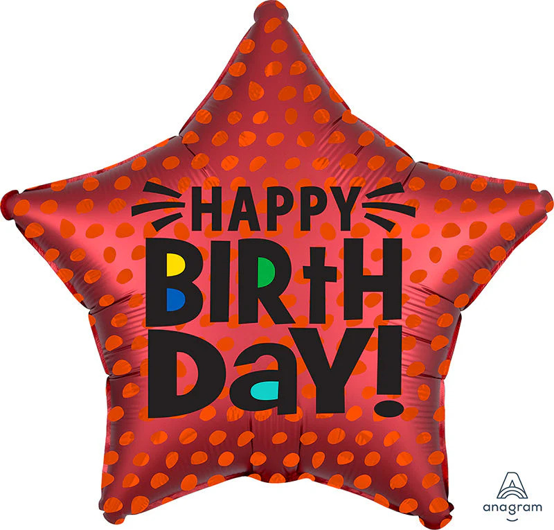 18" Satin Infused Star Birthday Foil Balloon