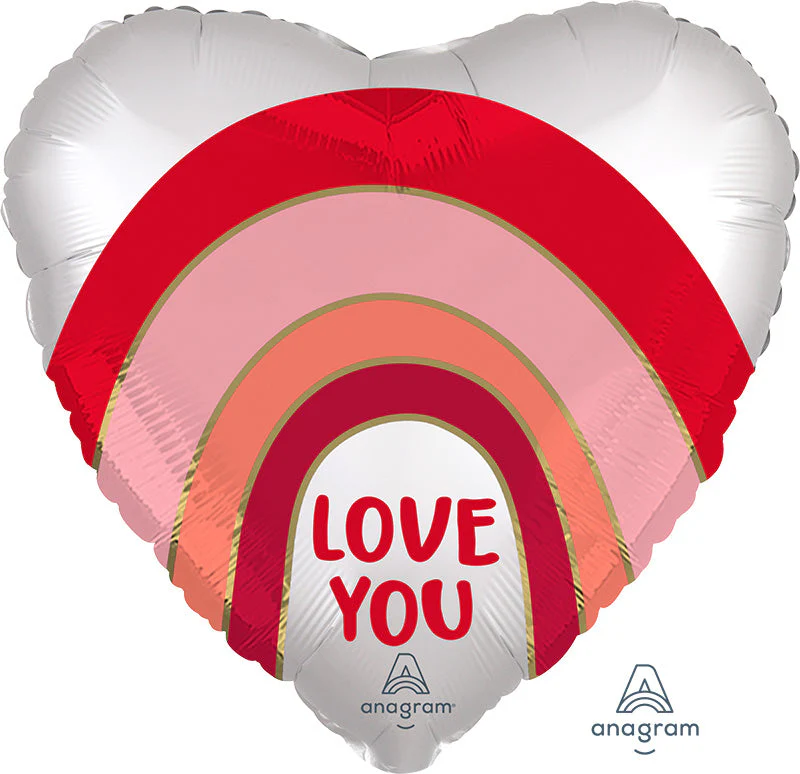 18" Satin Love You Rainbow Foil Balloon