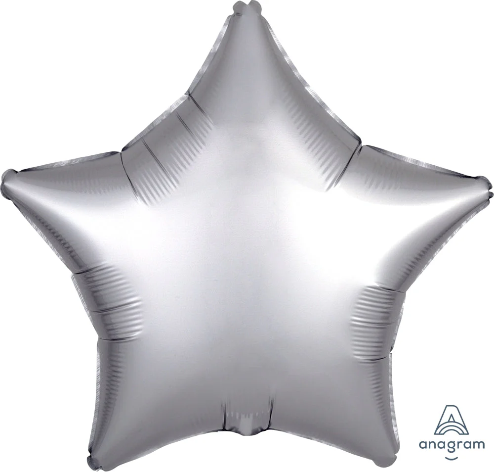 18" Satin Luxe Platinum Star Foil Balloon