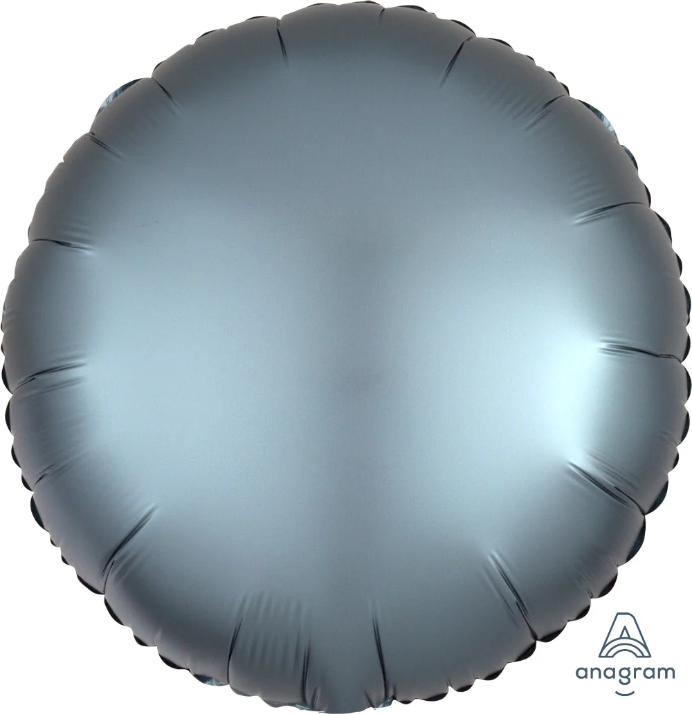 18" Satin Luxe Steel Blue Circle Foil Balloon
