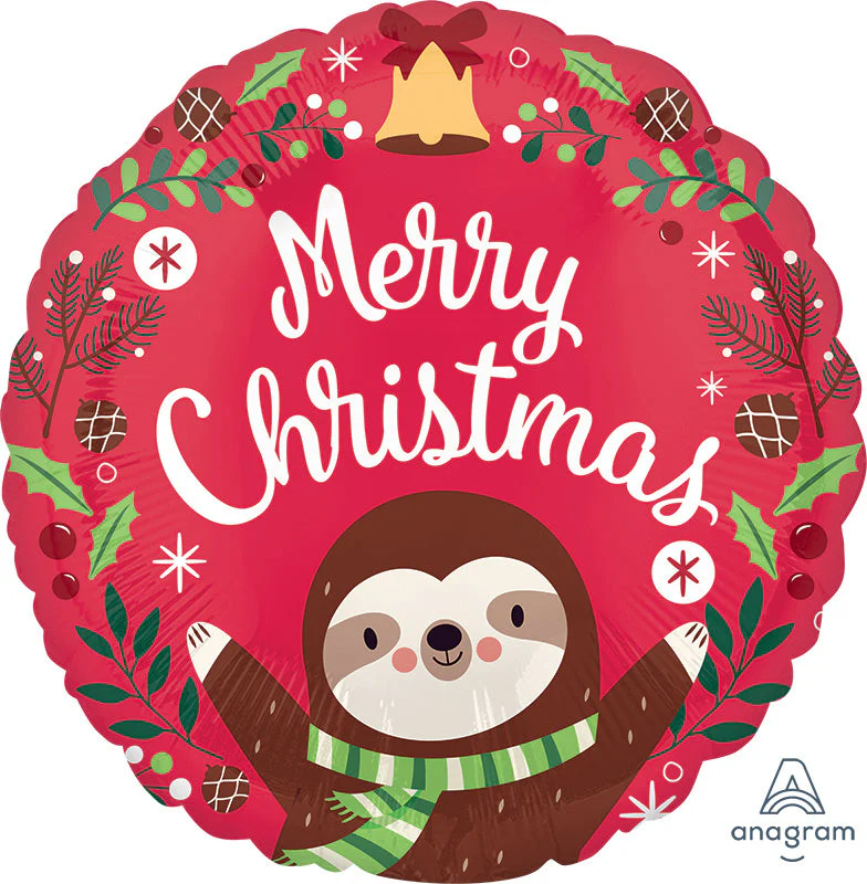 18" Sloth Christmas Foil Balloon