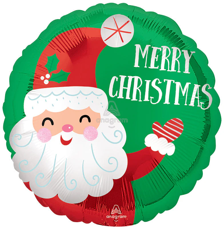 18" Smiley Satin Santa Christmas Foil Balloon