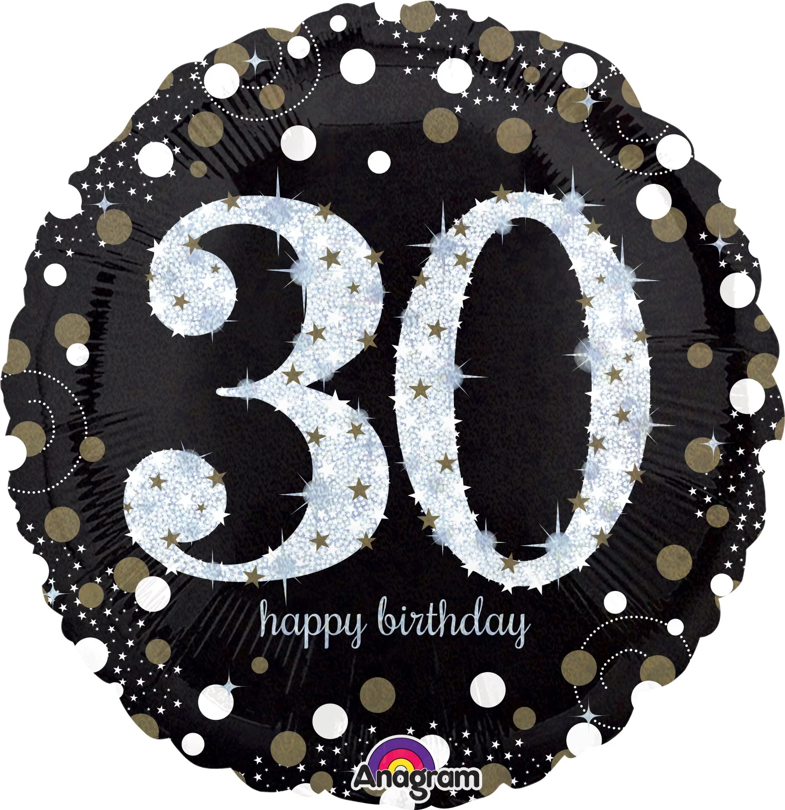 18" Sparkling Birthday 30 Balloon Packaged