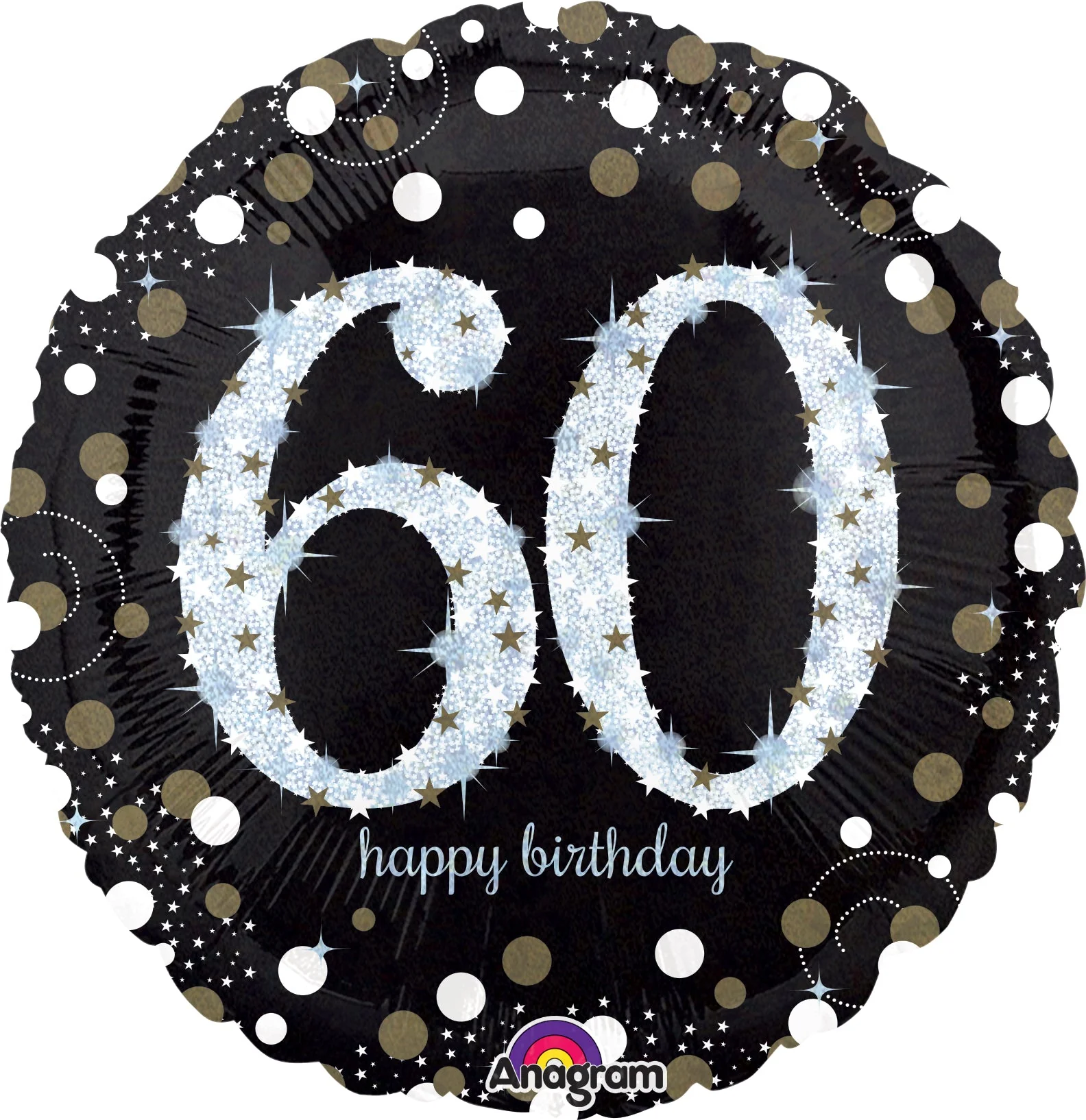 18" Sparkling Birthday 60 Balloon Packaged