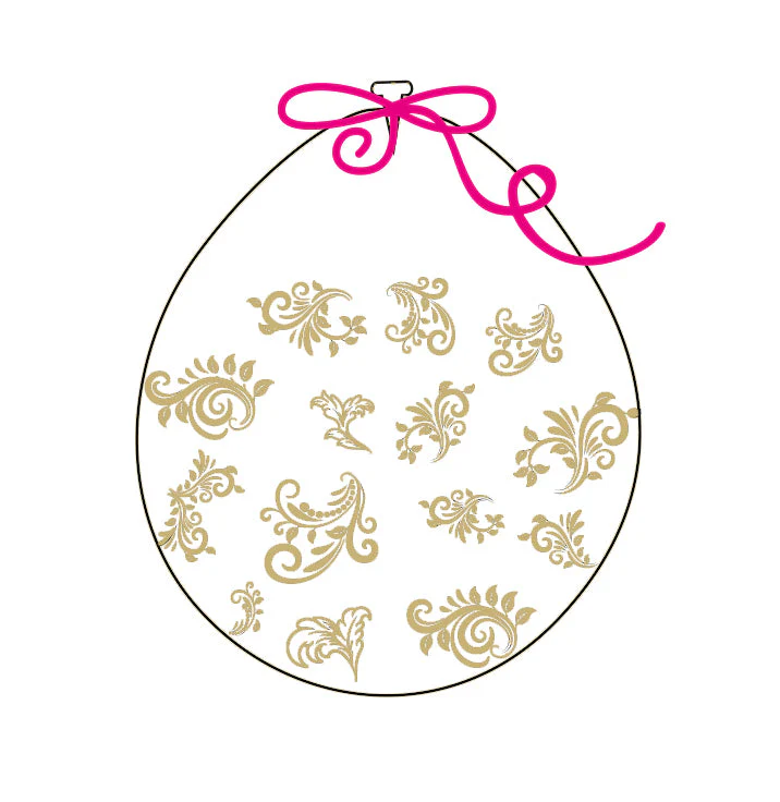 18" Stuffing Printed Latex Balloons (25 Per Bag) Decomex Clear FILIGREE with GOLD INK