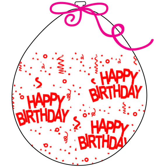 18" Stuffing Printed Latex Balloons (25 Per Bag) Decomex Clear HAPPY BIRTHDAY with RED INK