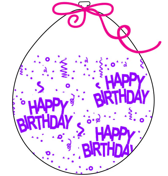 18" Stuffing Printed Latex Balloons (25 Per Bag) Decomex Clear HAPPY BIRTHDAY with VIOLET INK