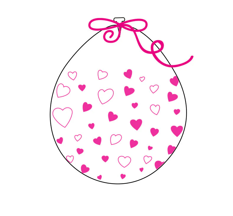 18" Stuffing Printed Latex Balloons (25 Per Bag) Decomex Clear HEART with BABY PINK INK