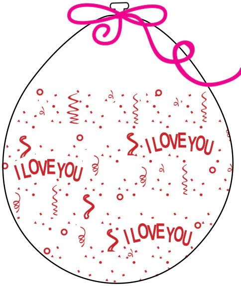 18" Stuffing Printed Latex Balloons (25 Per Bag) Decomex Clear I LOVE YOU with RED INK