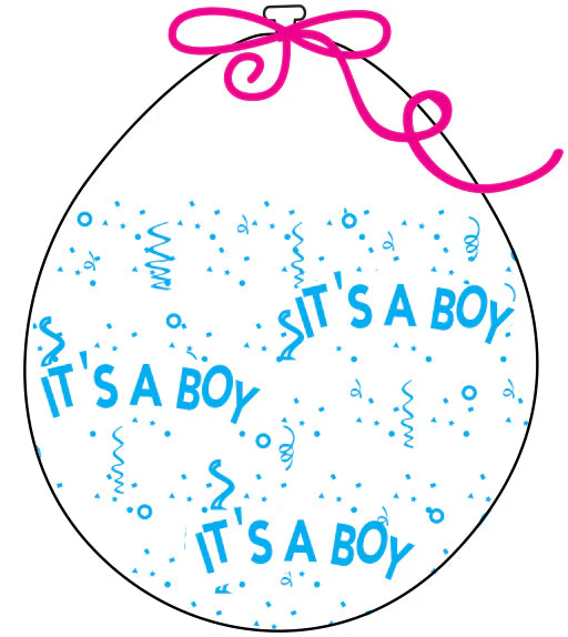 18" Stuffing Printed Latex Balloons (25 Per Bag) Decomex Clear IT's A BOY with BABY BLUE INK
