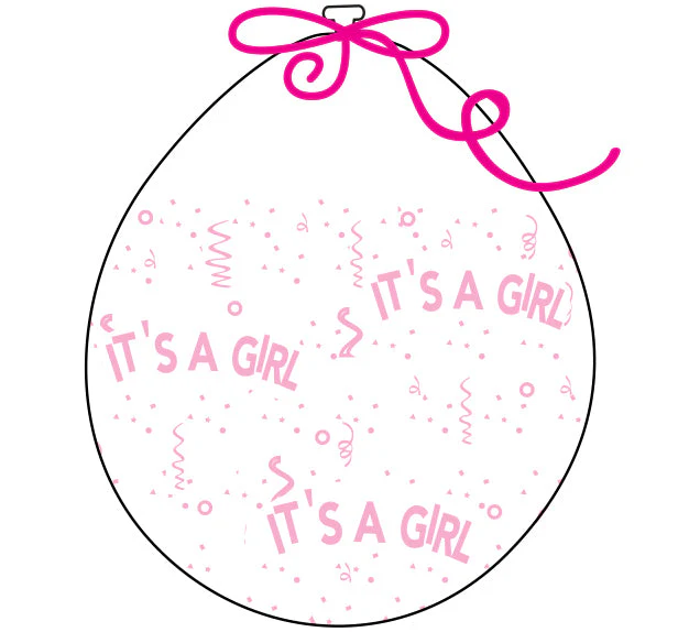 18" Stuffing Printed Latex Balloons (25 Per Bag) Decomex Clear IT's A GIRL with BABY PINK INK