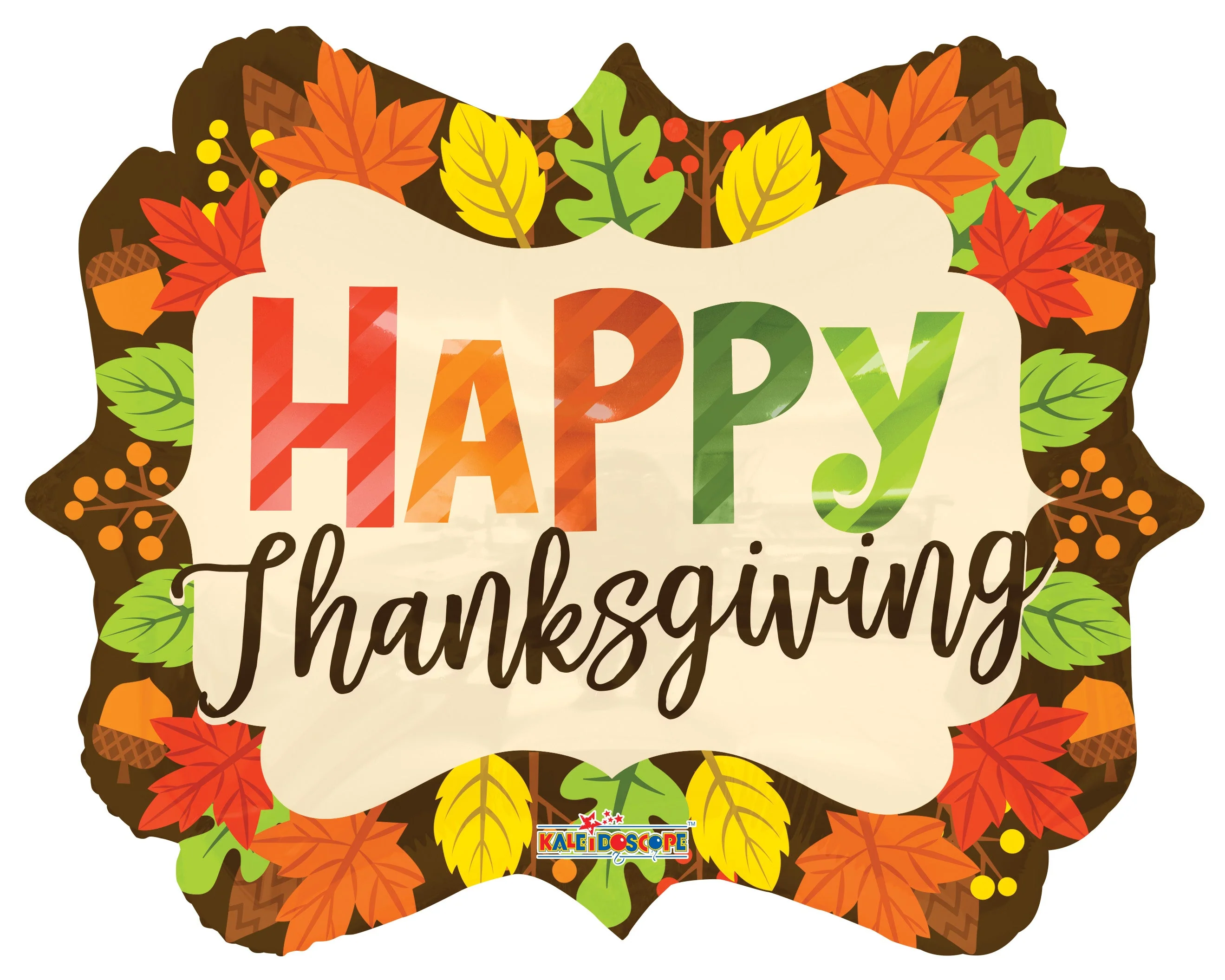 18" Thanksgiving Leaves Marquee Foil Balloon