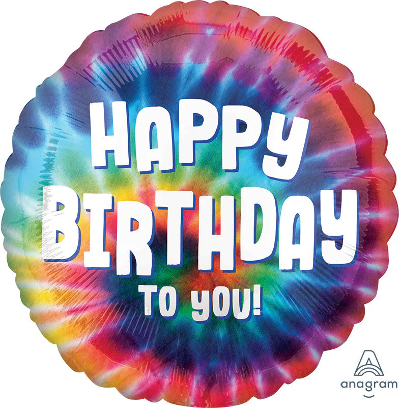 18" Tie Dye Birthday Foil Balloon