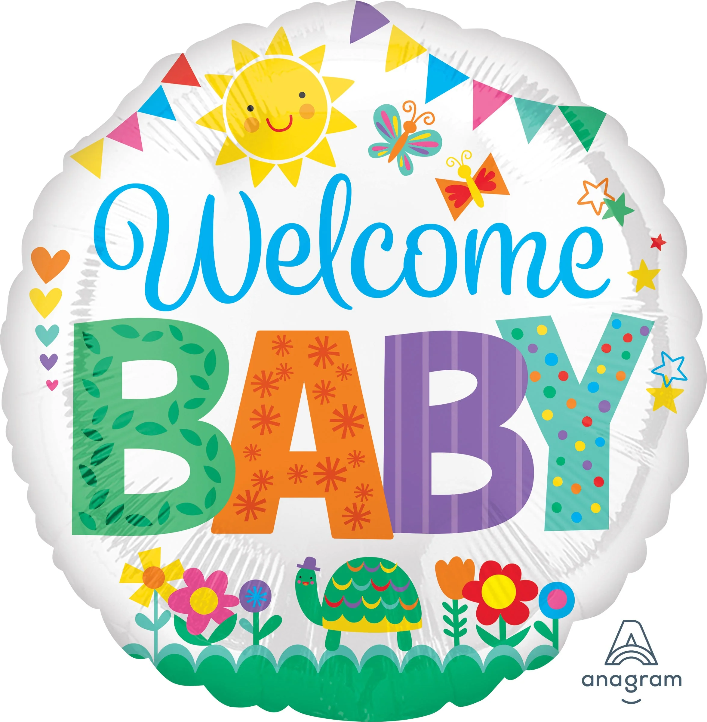 18" Welcome Baby Cute Icons Balloon